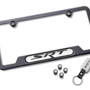 Mopar Black SRT License Plate Frame Kit Gift Set for 2005-2010 Grand Cherokee WK and 2012-2022 Grand Cherokee WK2
