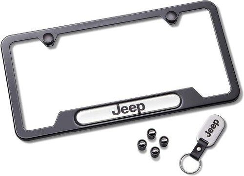 Mopar Black Jeep License Plate Frame Kit Gift Set for 1997-2025 All Jeeps*