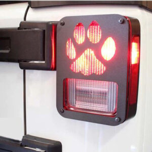 Xprite Paw Print Black Rear Taillight Covers for 2007-2018 Wrangler JK